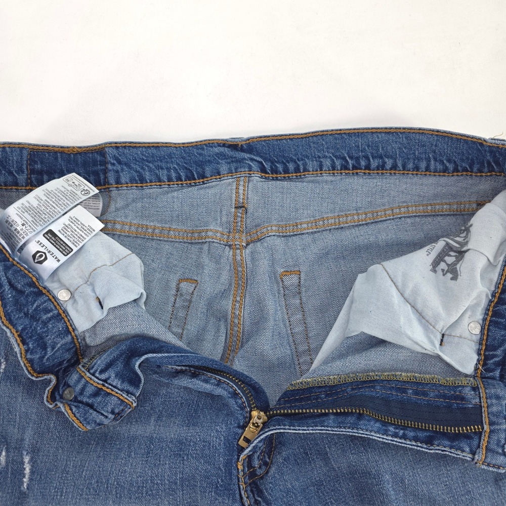 Levi's 511 Denim Jeans Mens 36x30 Faded Stretch Medium Wash Whiskers Distressed - Picture 8 of 16